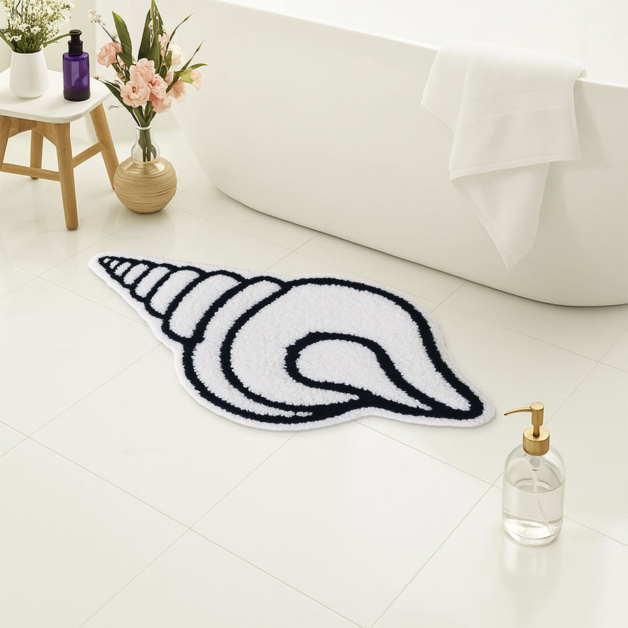 Feblilac Conch Shell Tufted Bath Mat – Unique Ocean-Inspired Shape, Soft & Minimalist Bathroom Rug - view 4