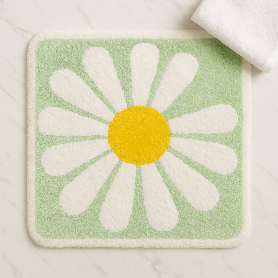 Feblilac Square Daisy Flower Tufted Bath Mat - view 3