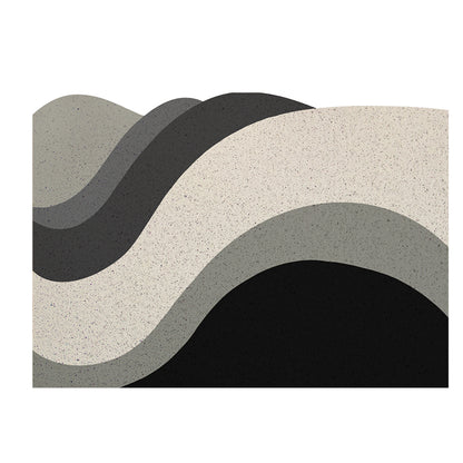 Feblilac Bold Lines Curves, Black, White and Gray PVC Coil Door Mat