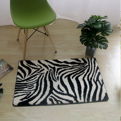 Feblilac Cute Black and White Zebra Tufted Bath Mat