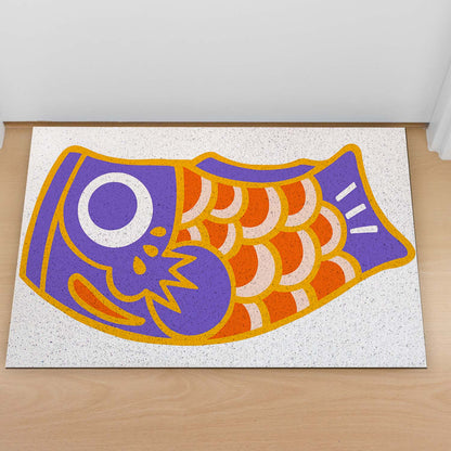 Feblilac Colorful Japanese Koi PVC Coil Door Mat