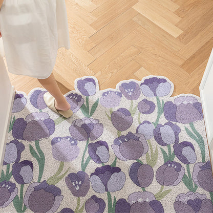 Feblilac Purple Tulips PVC Coil Door Mat