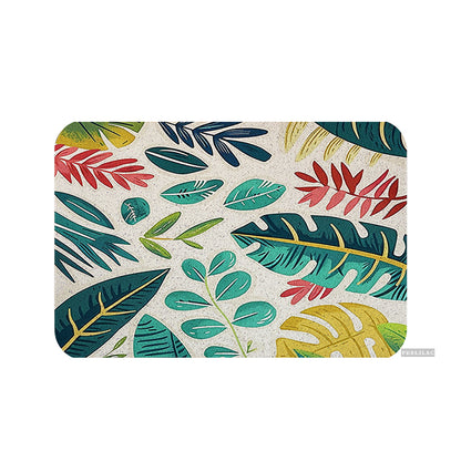 Feblilac Tropical Colored Leaves PVC Coil Door Mat