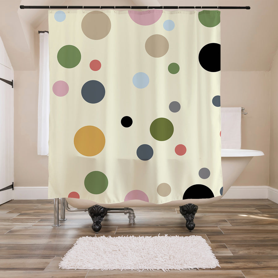 Feblilac Colorful Polka Dots Shower Curtain with Hooks - view 3