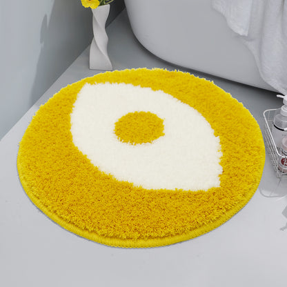 Feblilac Yellow Background Devil's Eye Tufted Bath Mat