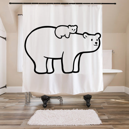 Feblilac Polar Bear Mother and Child Shower Curtain with Hooks