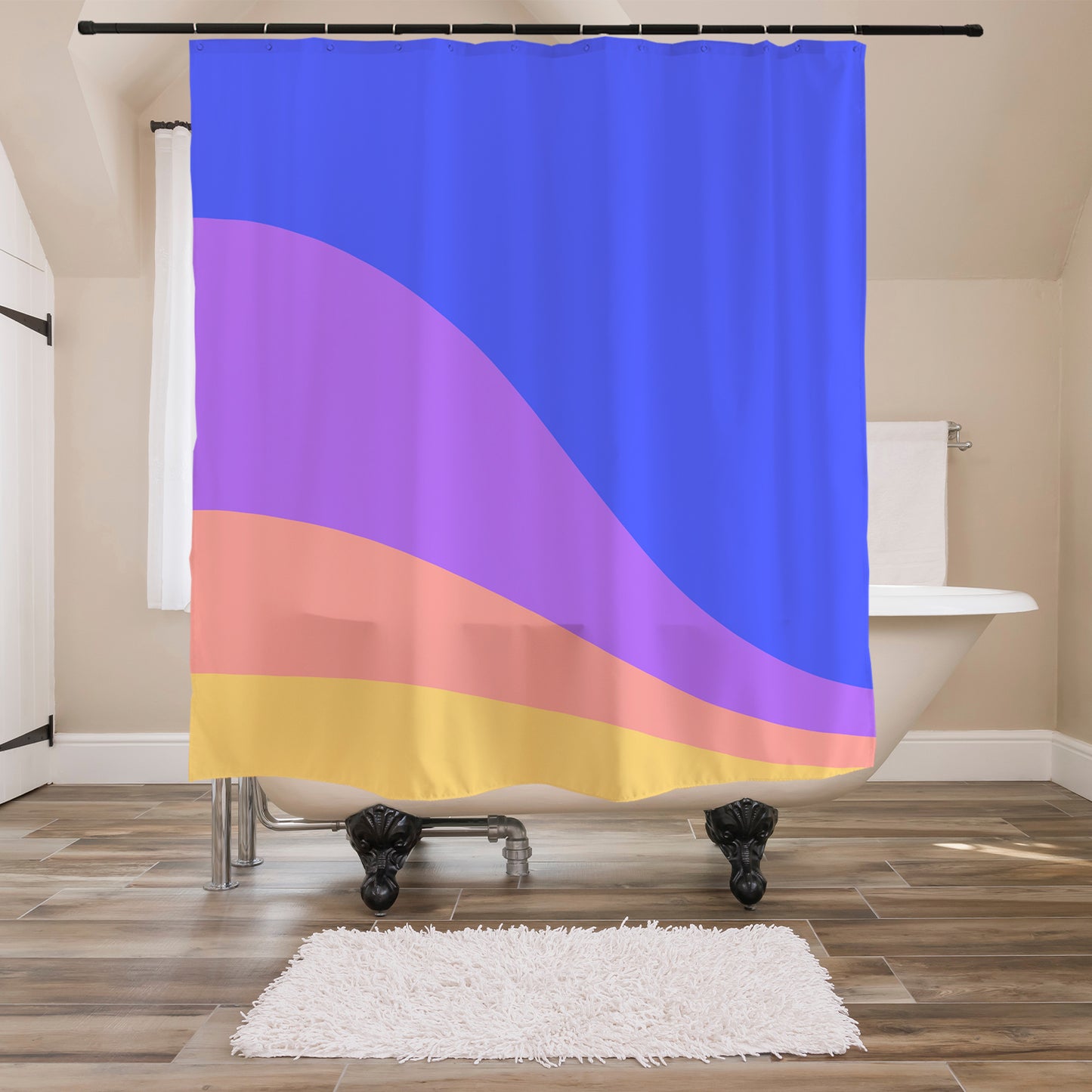 Feblilac Blue Purple Mountain Shower Curtain