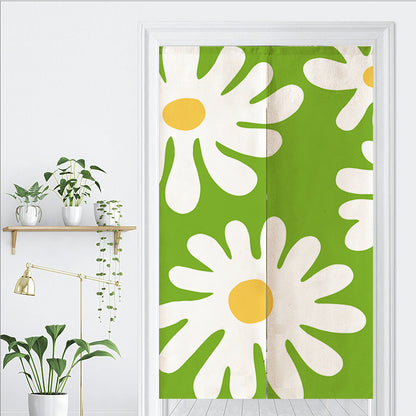 Feblilac Green Background Irregular Daisy Door Curtain @Frank’s design