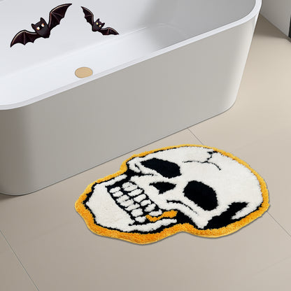 Feblilac Skull Tufted Bath Mat Funny Halloween Non-slip Bathroom Rug