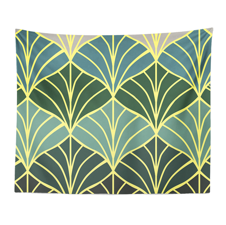 Feblilac Golden Green Ginkgo Leaves Coast Tapestry - view 3