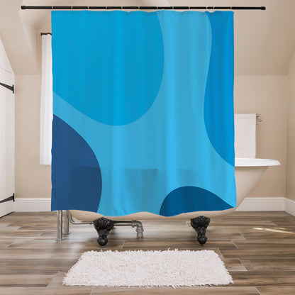 Feblilac Blue Wave Coast Shower Curtain with Hooks