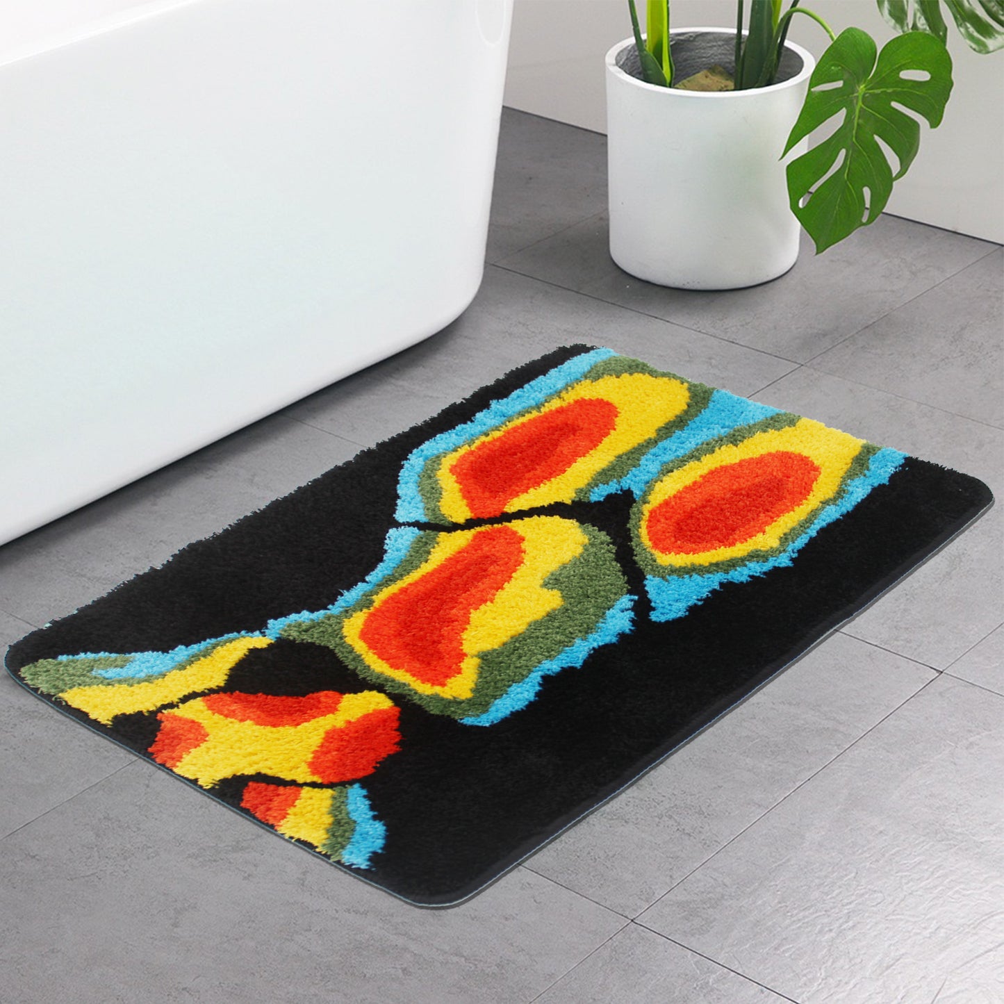 Feblilac Body Art Black Ground Thermal Imaging Beauty Tufted Bath Mat