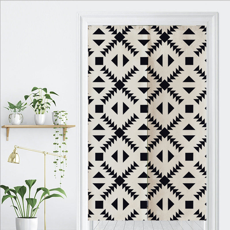 Feblilac Black and White Diamond Pattern Door Curtain