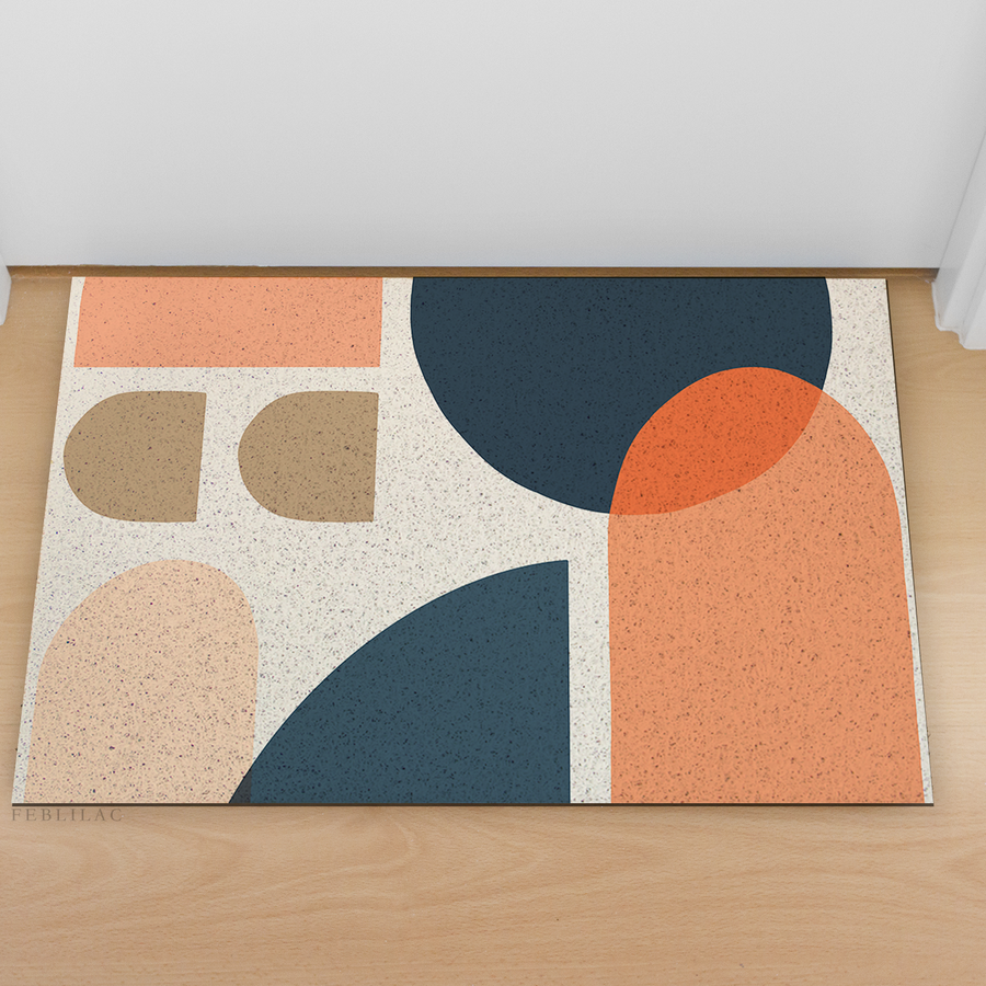 Feblilac Circular Semicircle Abstract Color Block PVC Coil Door Mat - view 3
