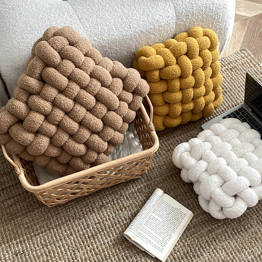 Feblilac Thickened Knotted Cookies Plush Cushion Seat Pads