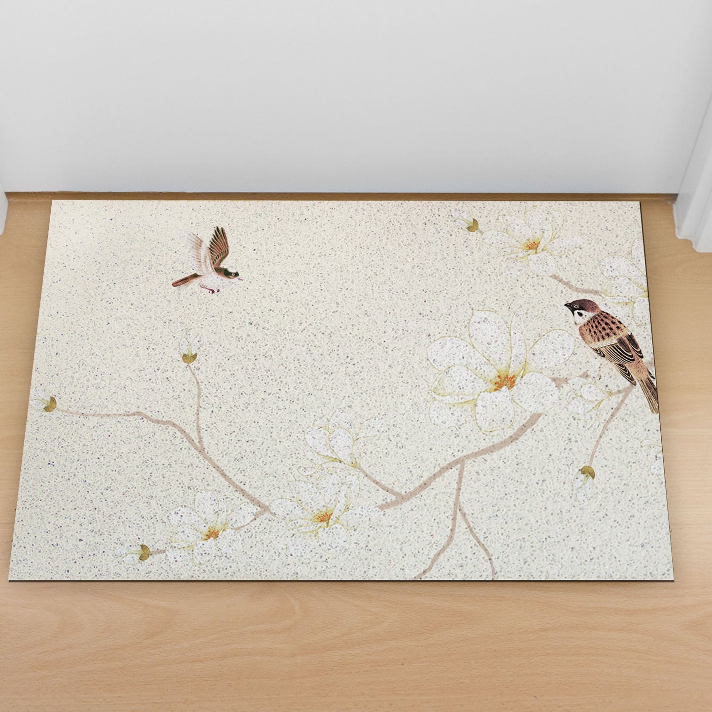 Feblilac Sparrow Magnolia Flower PVC Coil Door Mat