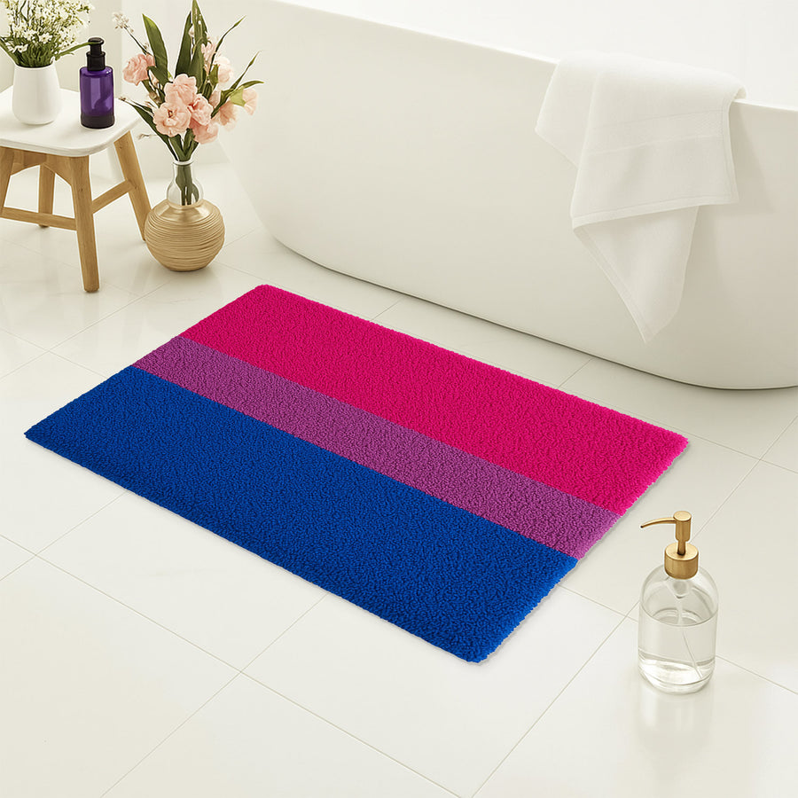 Feblilac Pride Stripes Tufted Bath Mat – Bisexual Flag Colors, Bold & Inclusive Bathroom Rug - view 4