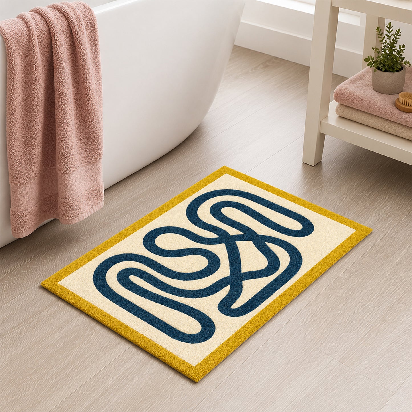 Feblilac Abstract Line Tufted Bath Mat