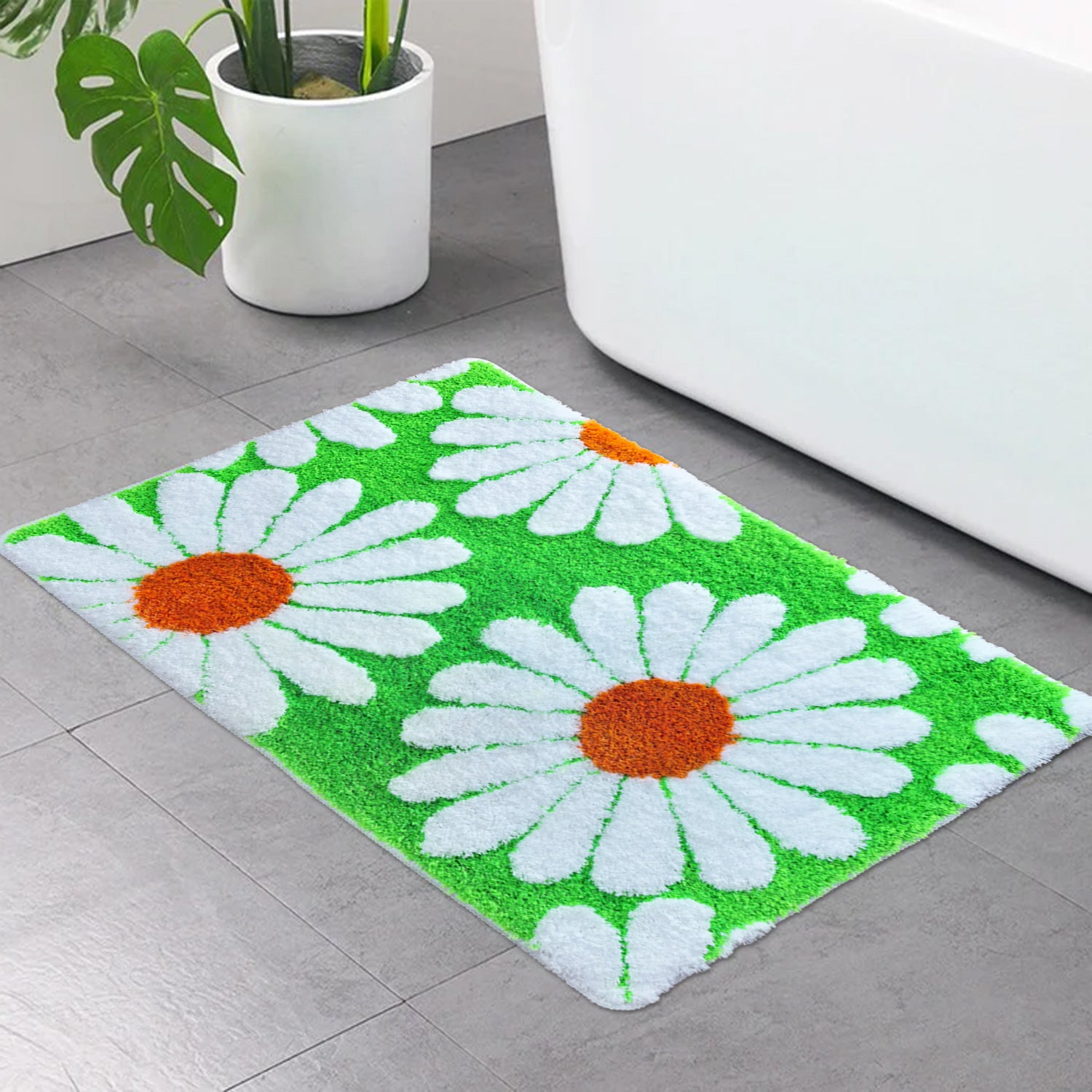 Feblilac Vibrant Daisy Flower Bathroom Mat
