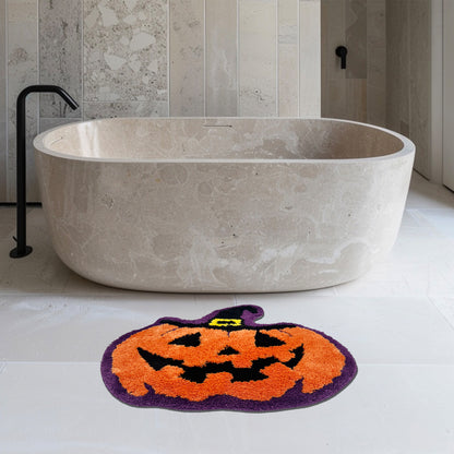 Feblilac Halloween Pumpkin Tufted Bath Mat