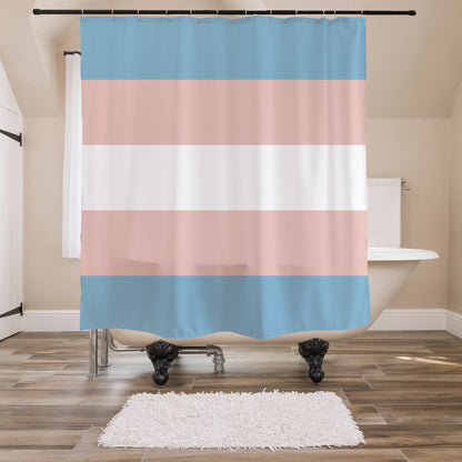 Feblilac Pink Blue White LGBT Flag Shower Curtain with Hooks