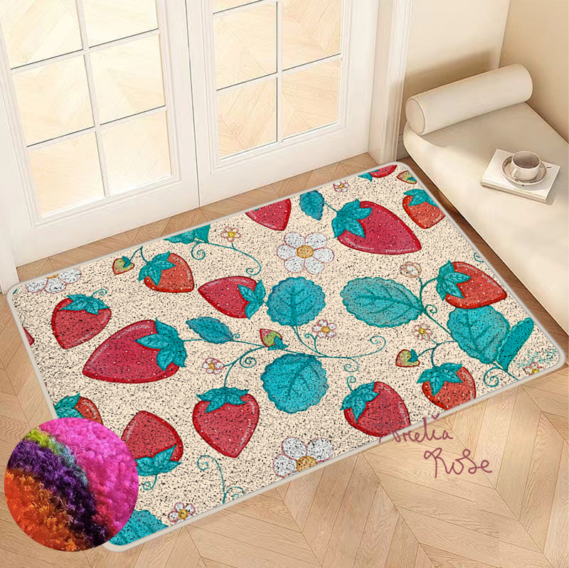 Feblilac Strawberries and Cream Nylon Door Mat by AmeliaRose Illustrations from UK - view 3