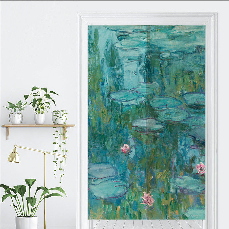 Feblilac Oil Painting Water Lily Door Curtain - view 3