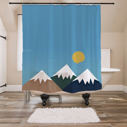 Feblilac Snow Mountain Shower Curtain with Hooks