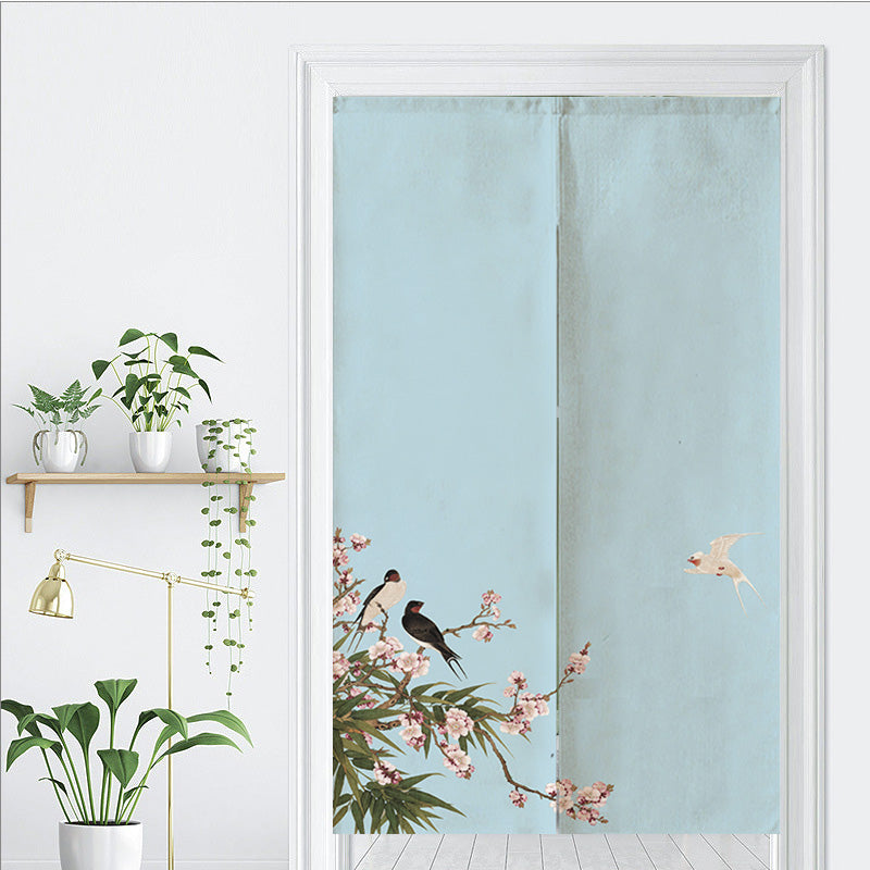 Feblilac Blue Bird Flower Door Curtain - view 3