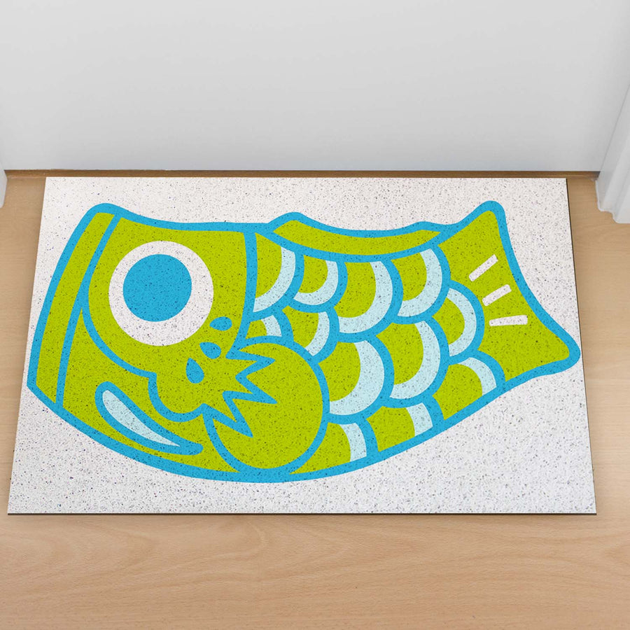 Feblilac Teal Japanese Koi PVC Coil Door Mat - view 3