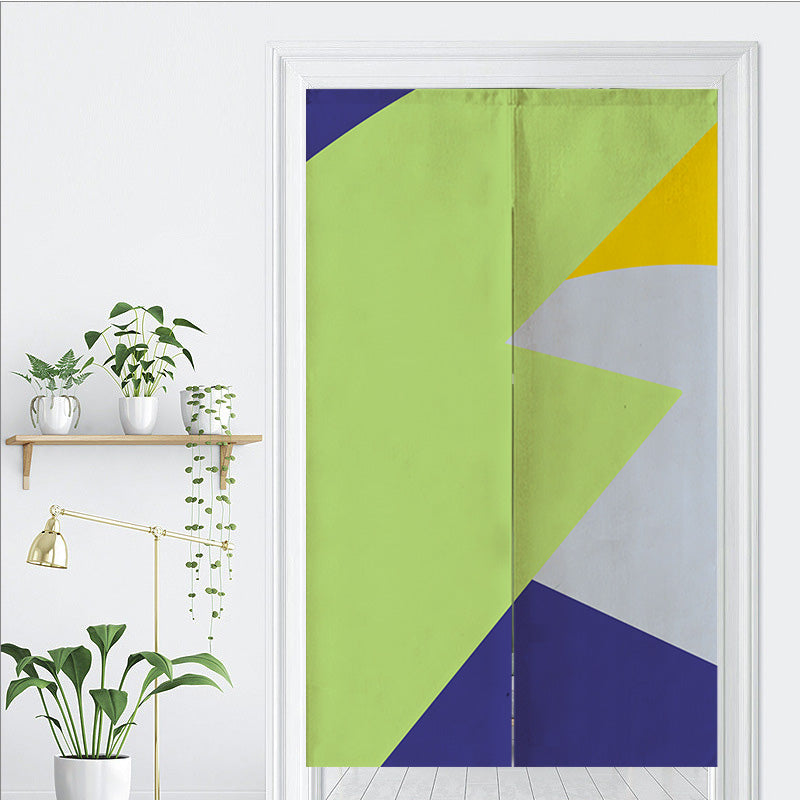 Feblilac Green Blue Yellow Gray Pattern Door Curtain