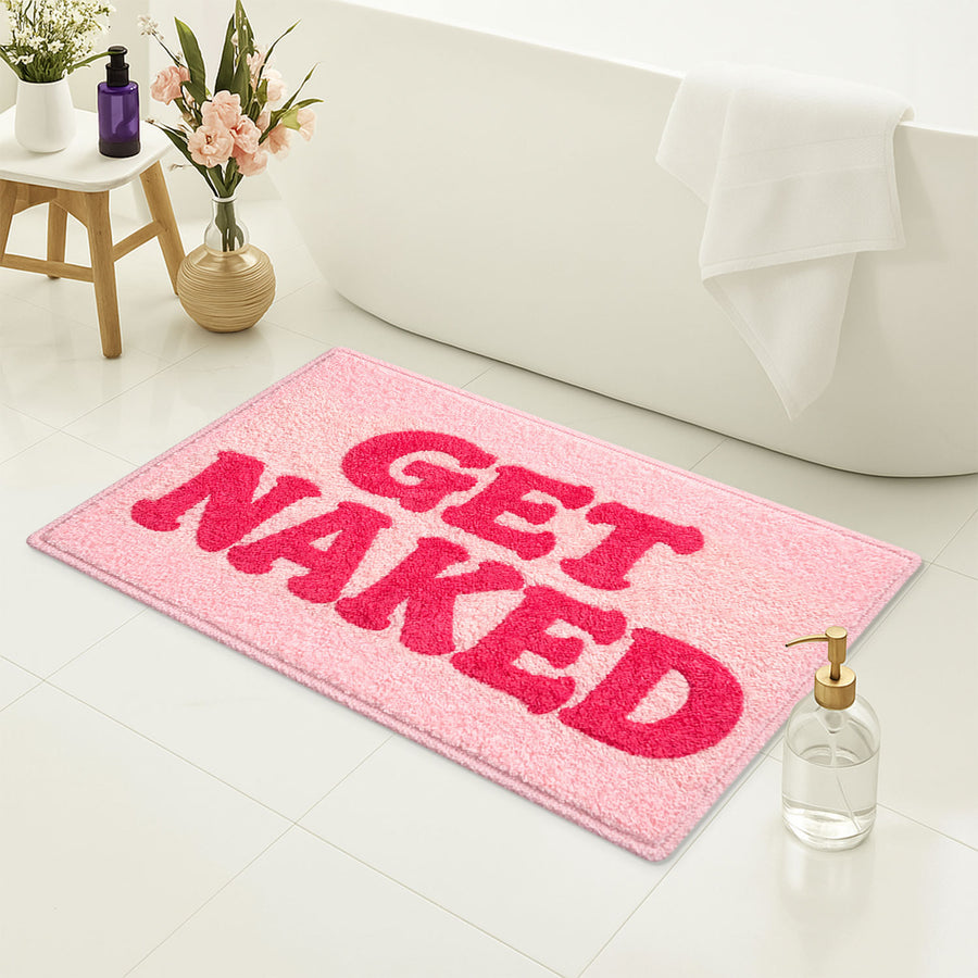 Get Naked Tufted Bath Mat – Cute Pink Bathroom Rug - view 3