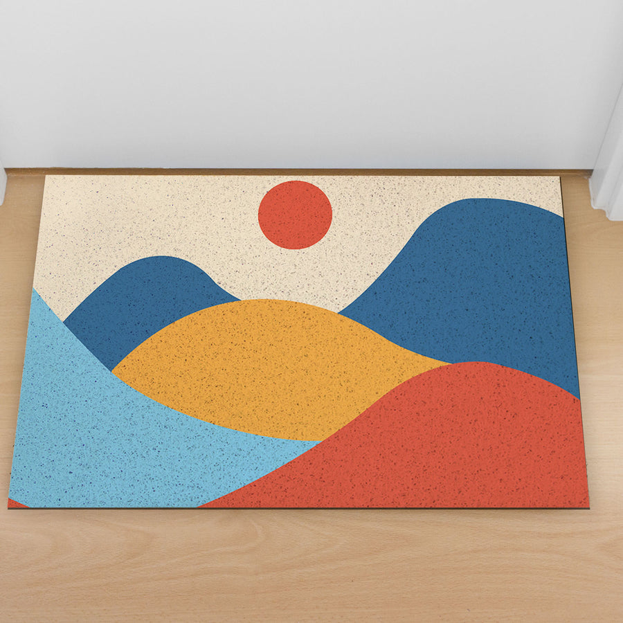 Feblilac Red Blue Sunset Mountains PVC Coil Door Mat - view 3