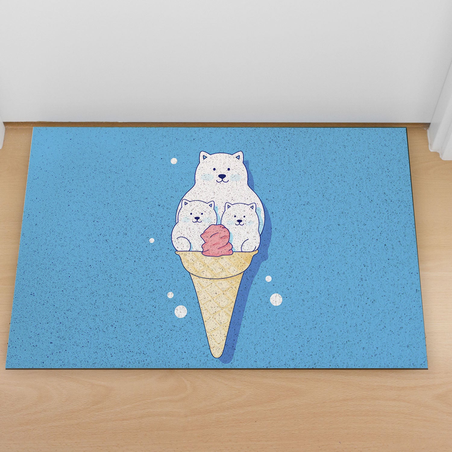 Feblilac White Polar Bear Ice Cream PVC Coil Door Mat