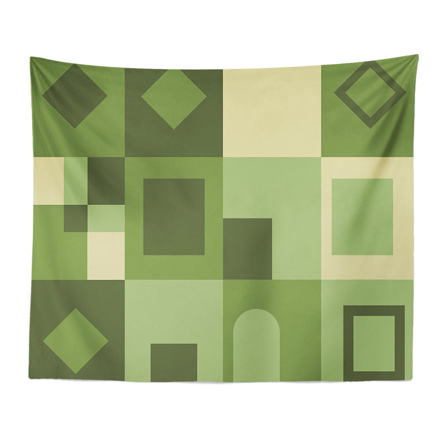 Feblilac Green Geometric Grid Tapestry - view 3