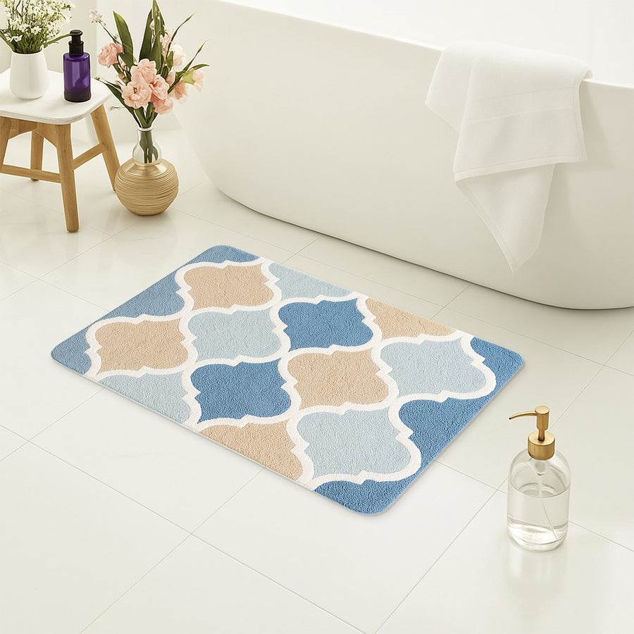 Feblilac Moroccan Tile Tufted Bath Mat – Soft Geometric Pattern, Elegant & Absorbent Bathroom Rug - view 4