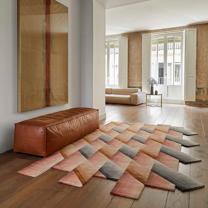 Feblilac Geometric Bamboo Weaving Handmade Tufted Acrylic Livingroom Carpet Area Rug