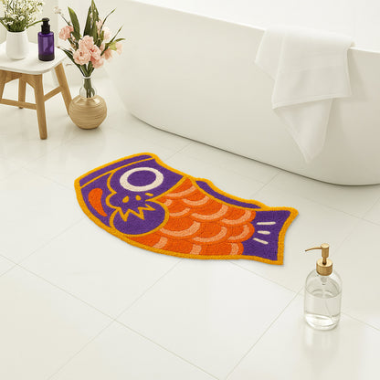 Feblilac Koi Fish Tufted Bath Mat – Colorful Non-Slip Absorbent Rug for Bathroom, Entryway & Bedroom