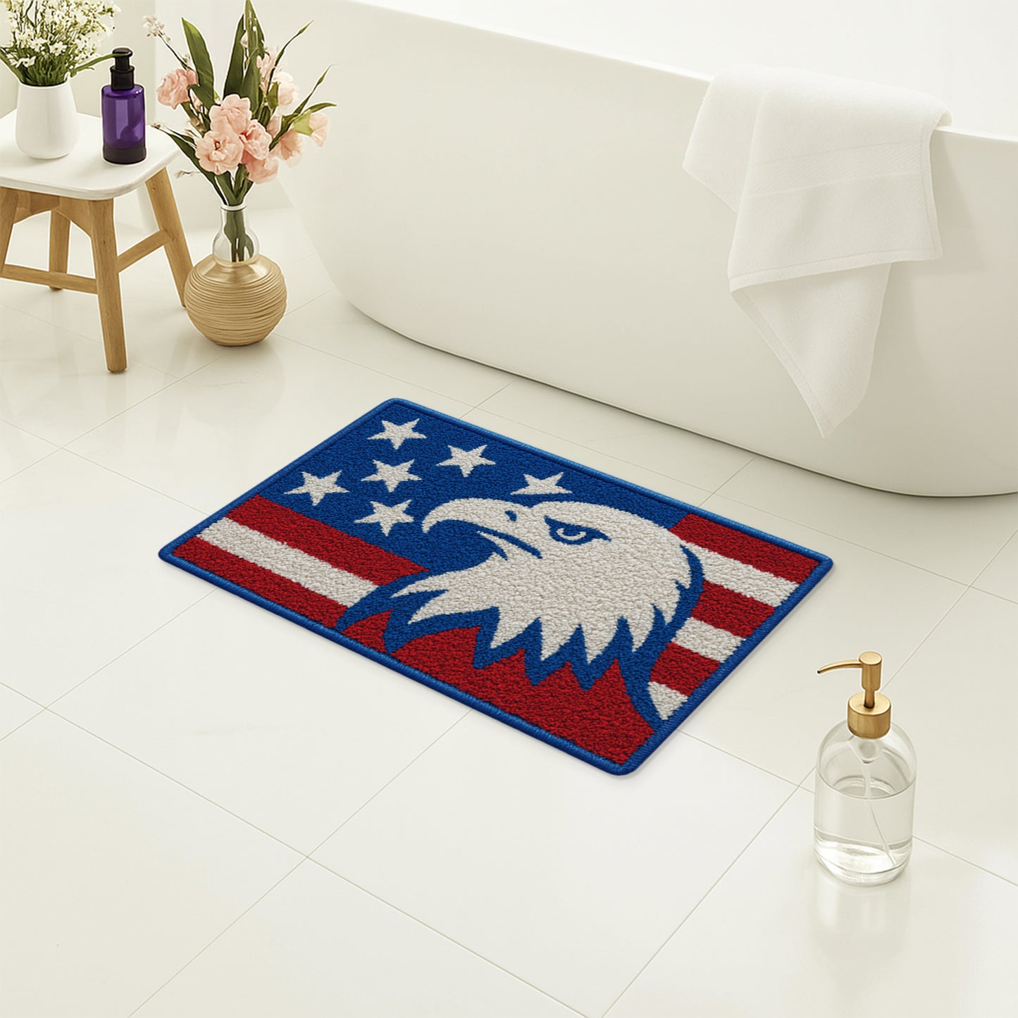 Feblilac American Eagle Flag Tufted Bath Mat