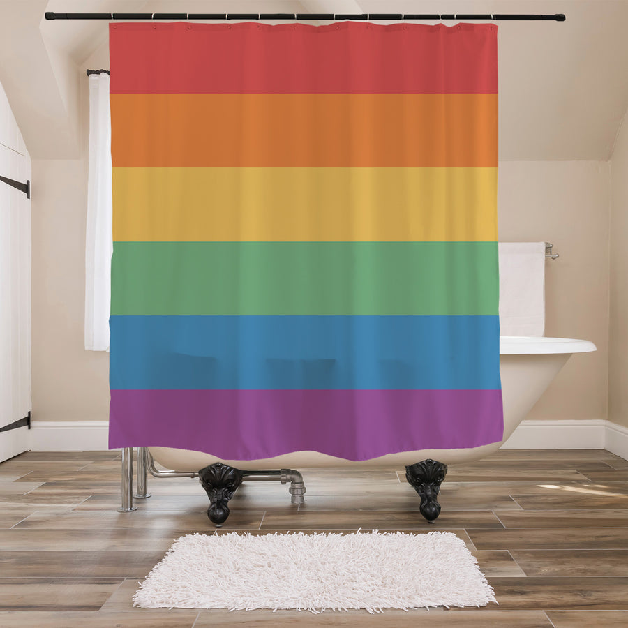 Feblilac Rainbow Colors LGBT Flag Shower Curtain with Hooks - view 3