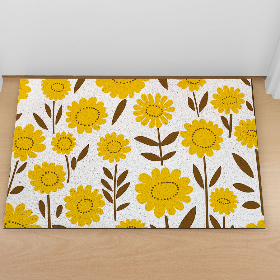 Feblilac Orange Yellow Flowers Branches PVC Coil Door Mat - view 3