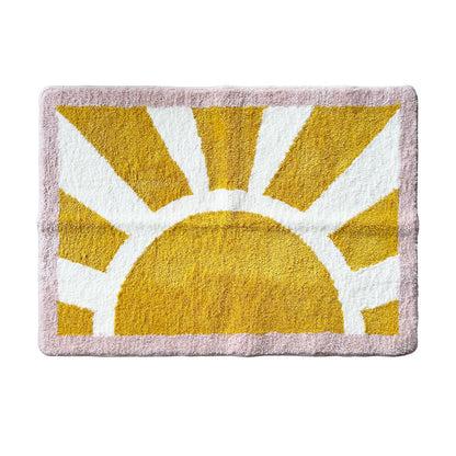 Feblilac Yellow Sun Pink Edge Tufted Bath Mat