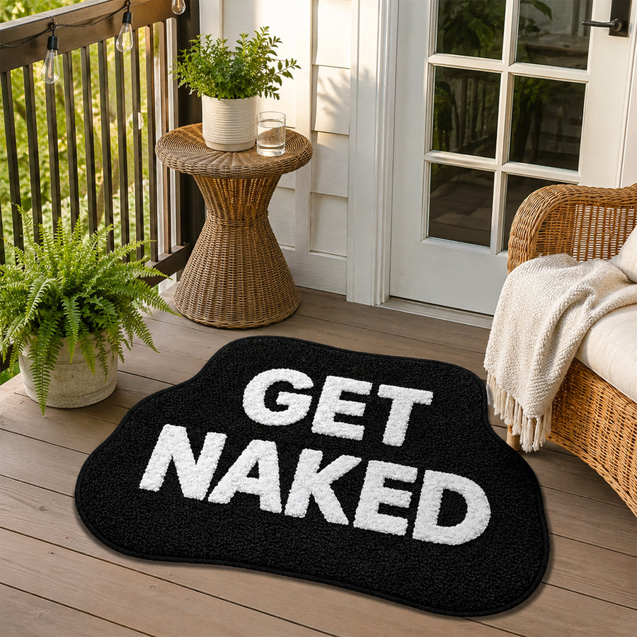 Feblilac GET NAKED Tufted Bath Mat, Irregular Black and White - view 3