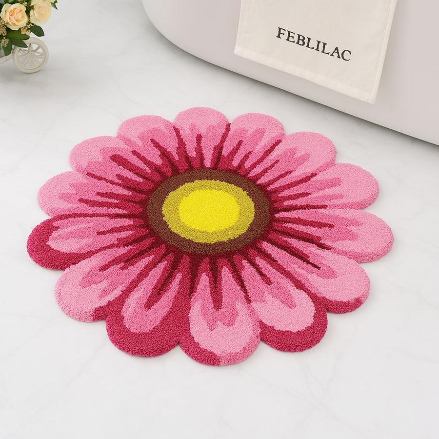 Feblilac Pink Flowers Tufted Bath Mat - view 3