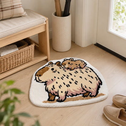 Feblilac Cute Capybara Tufted Rug – Soft Animal Bath Mat for Bedroom, Bathroom & Entryway