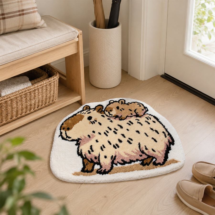 Feblilac Cute Capybara Tufted Rug – Soft Animal Bath Mat for Bedroom, Bathroom & Entryway - view 3