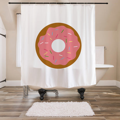 Feblilac Pink Donut Shower Curtain with Hooks