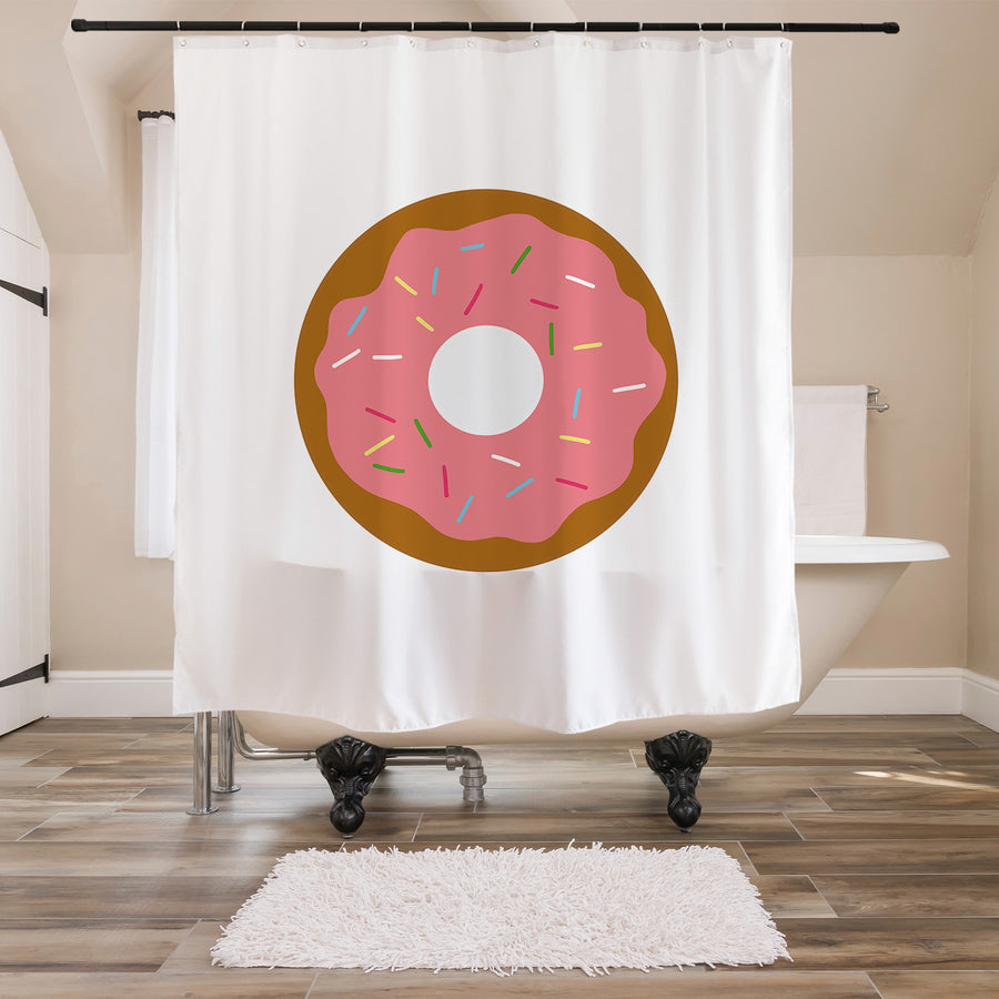 Feblilac Pink Donut Shower Curtain with Hooks - view 3