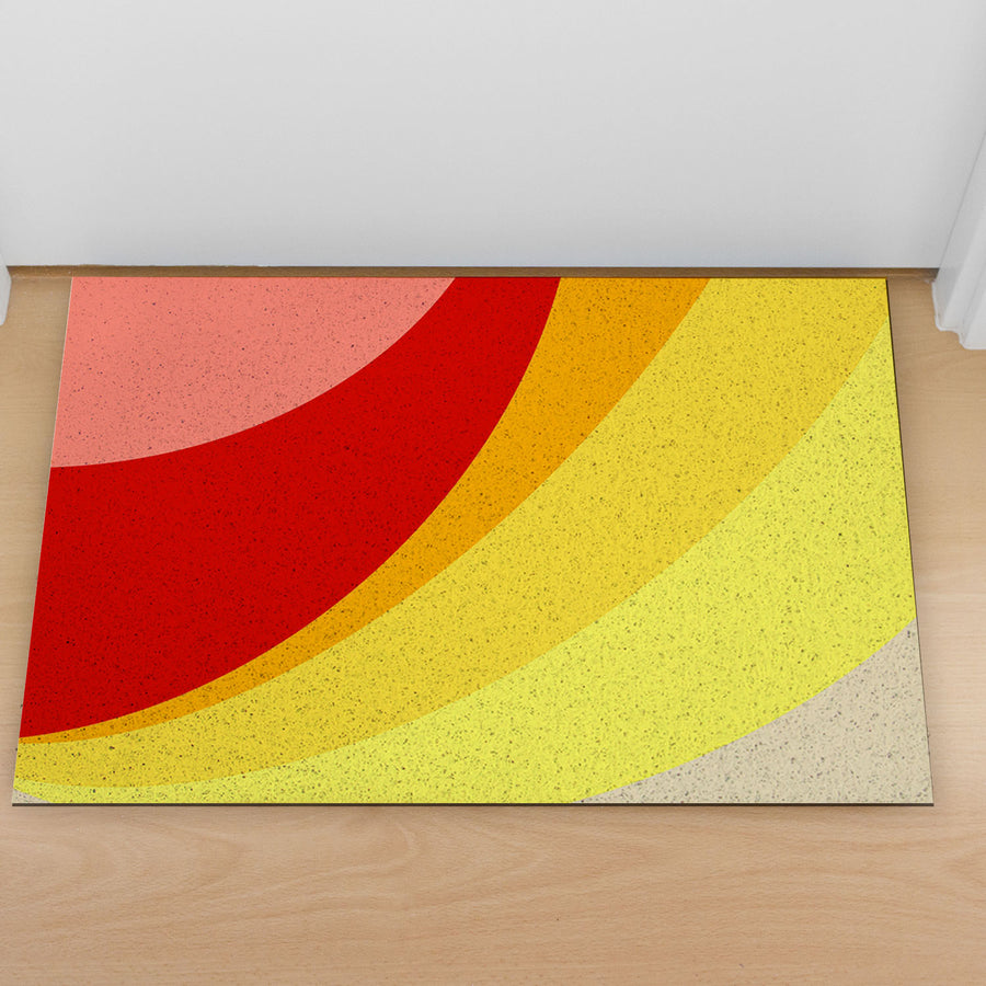 Feblilac Red and Yellow Brilliant Circles PVC Coil Door Mat - view 3