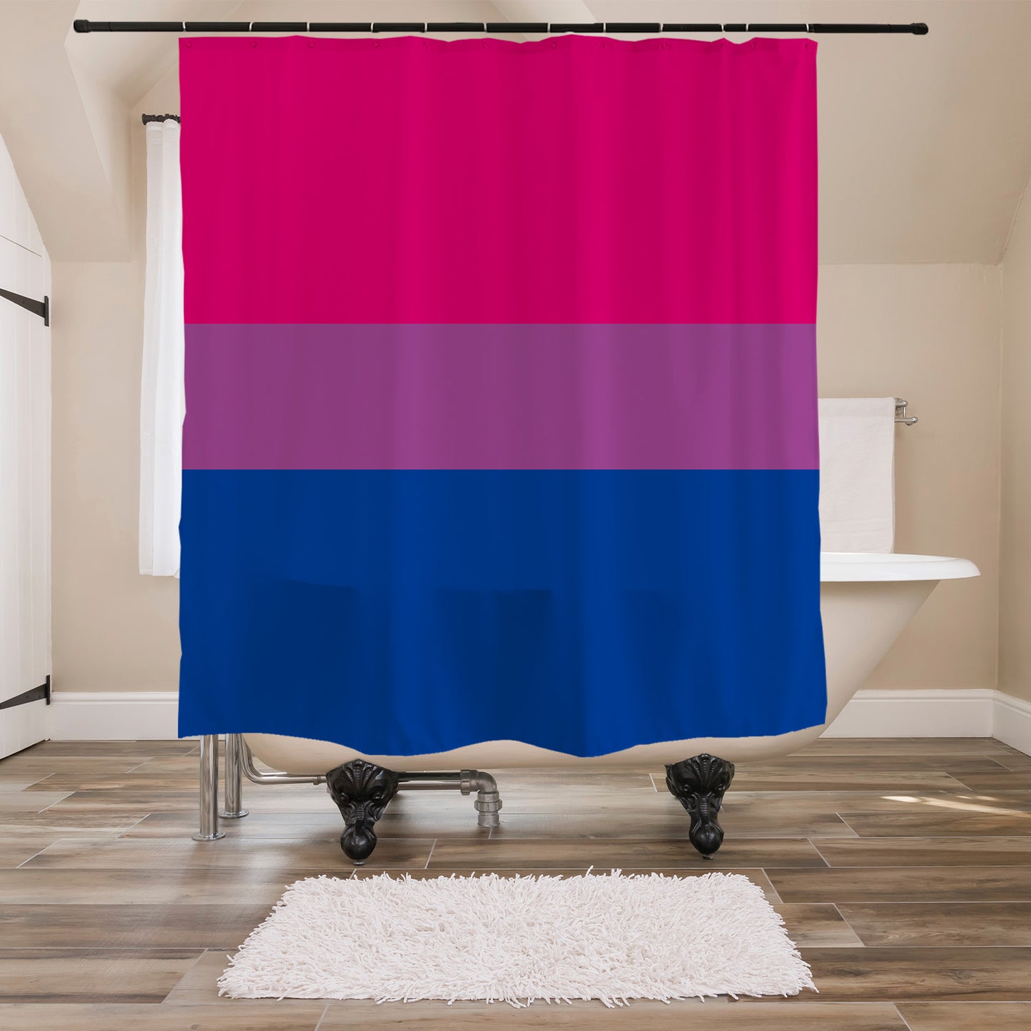 Feblilac Pink Purple Blue LGBT Flag Shower Curtain with Hooks